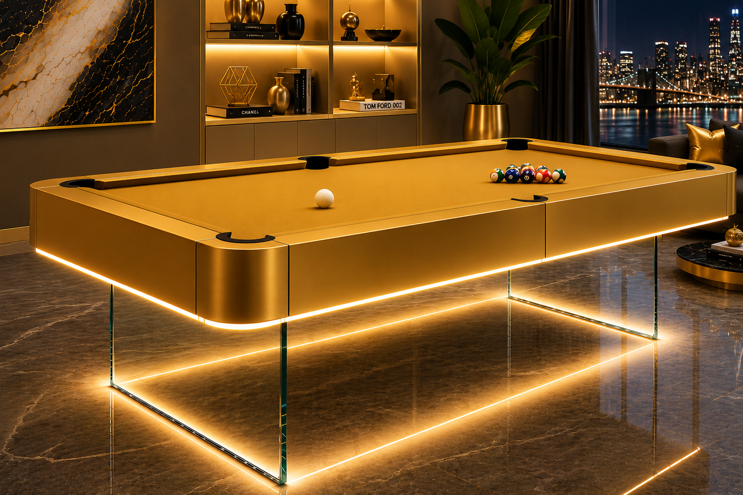 The Levia Modern Slate Glass LED Luxury Pool Table