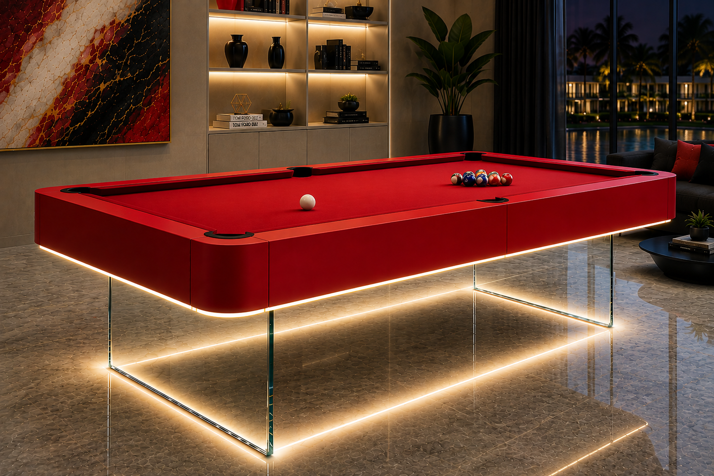 The Levia Modern Slate Glass LED Luxury Pool Table
