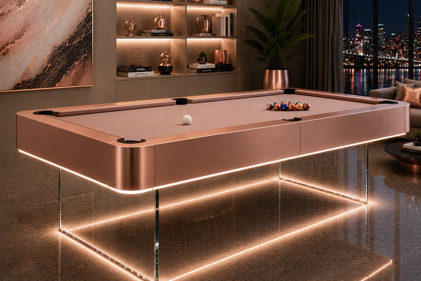 The Levia Modern Slate Glass LED Luxury Pool Table