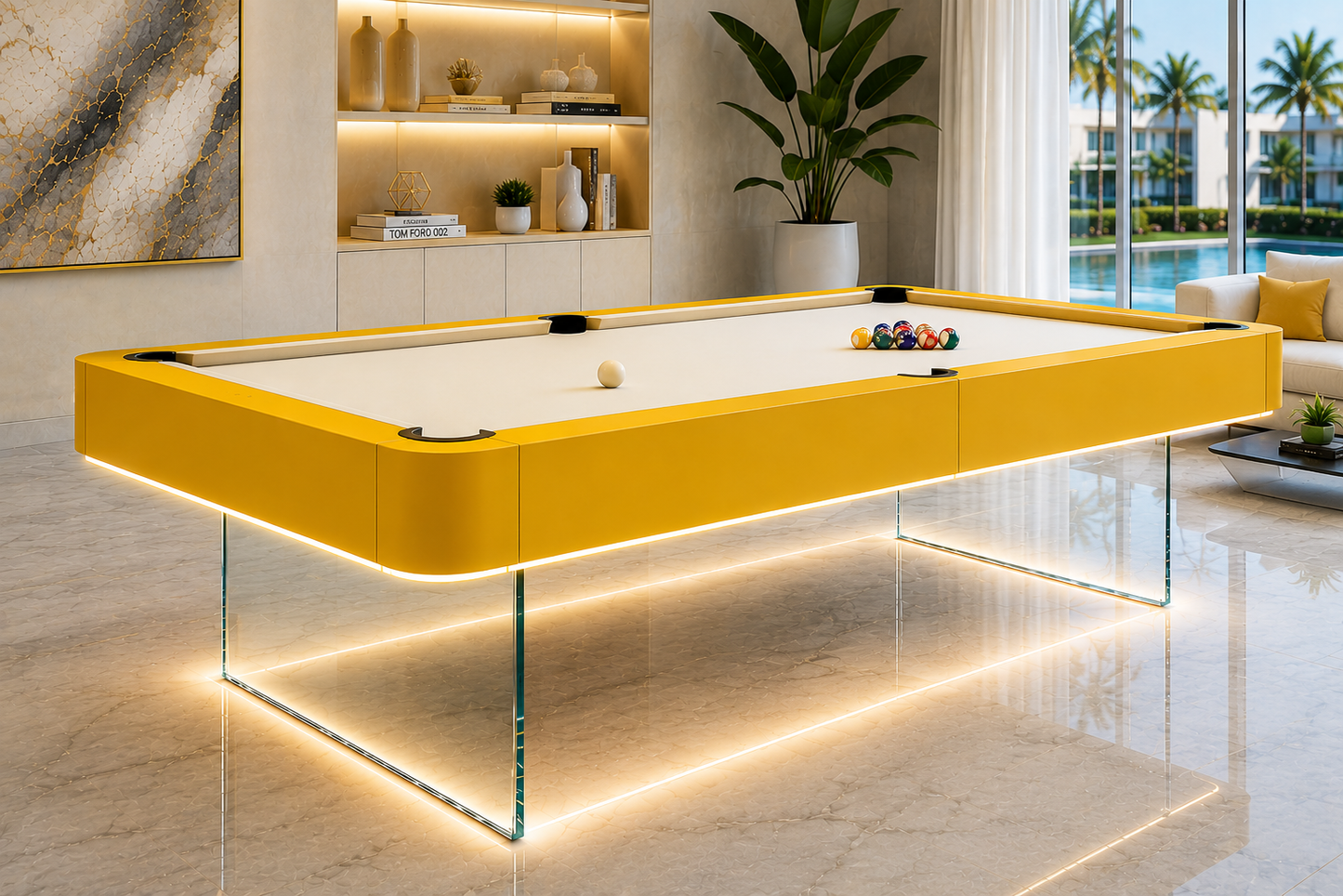 The Levia Modern Slate Glass LED Luxury Pool Table