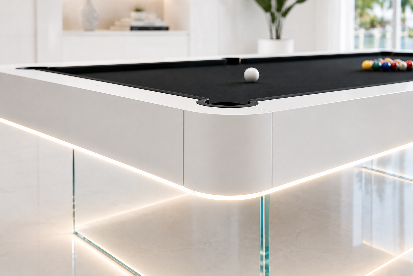 The Levia Modern Slate Glass LED Luxury Pool Table