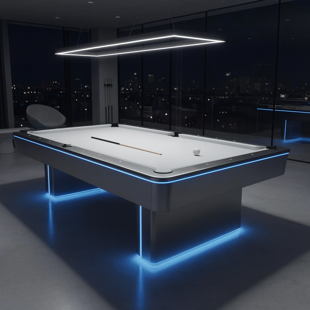 The Orion Luxury Modern LED Slate Pool Table By White Billiards