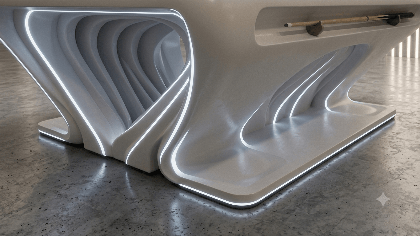 NEW White Billiards Stelva Modern Slate LED Lights Pool Table - White Billiards