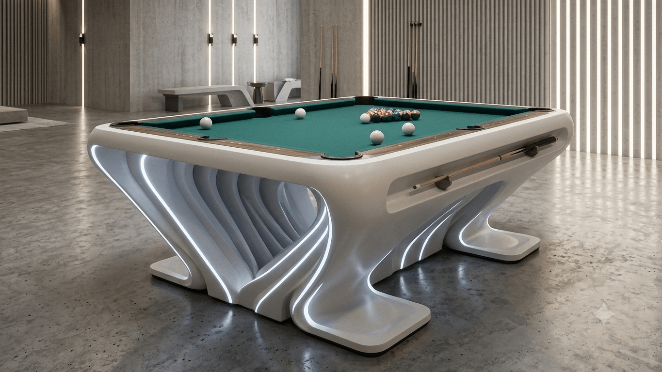 NEW White Billiards Stelva Modern Slate LED Lights Pool Table - White Billiards