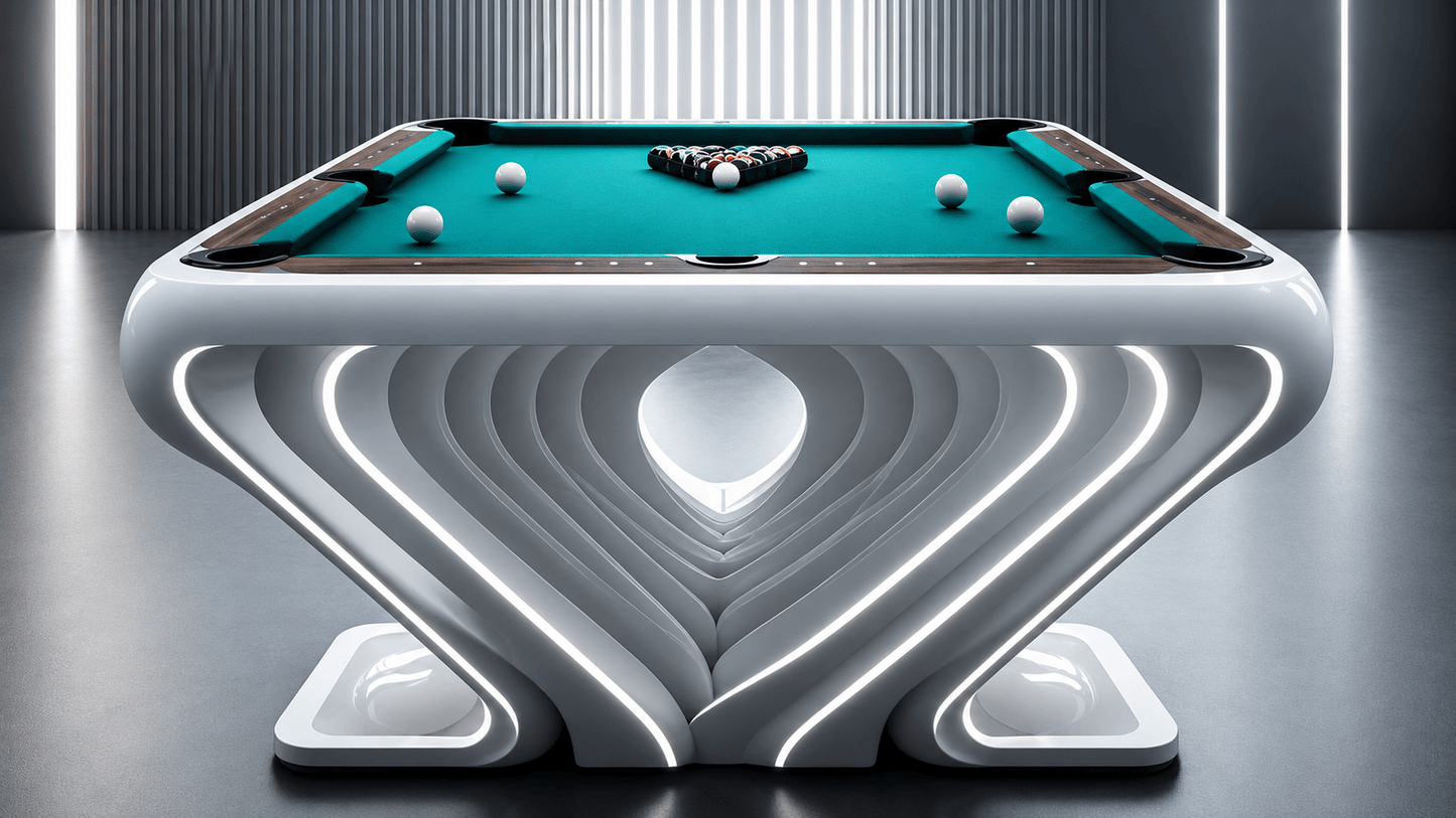 NEW White Billiards Stelva Modern Slate LED Lights Pool Table - White Billiards