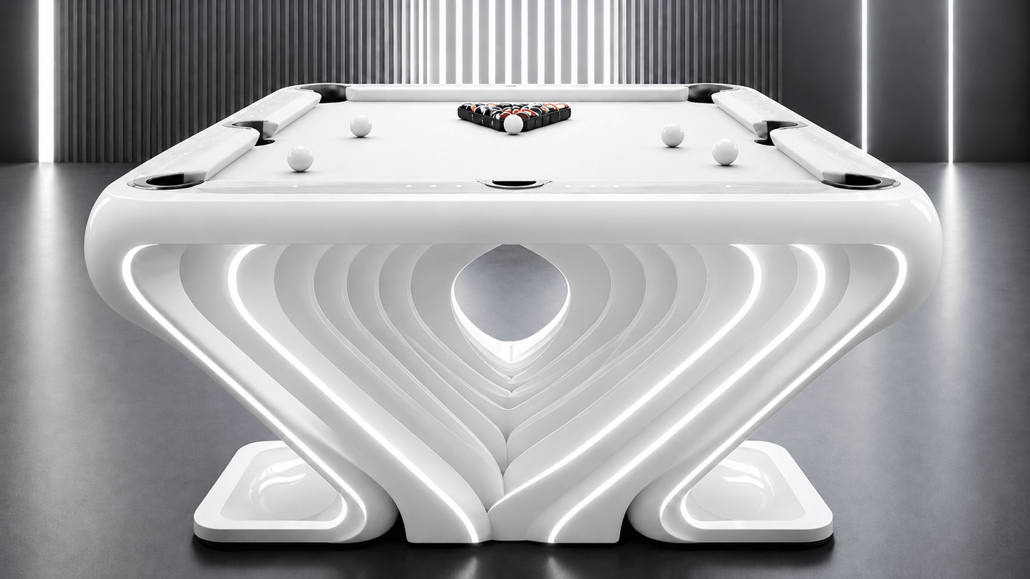 NEW White Billiards Stelva Modern Slate LED Lights Pool Table - White Billiards