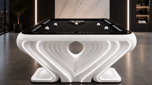 NEW White Billiards Stelva Modern Slate LED Lights Pool Table - White Billiards