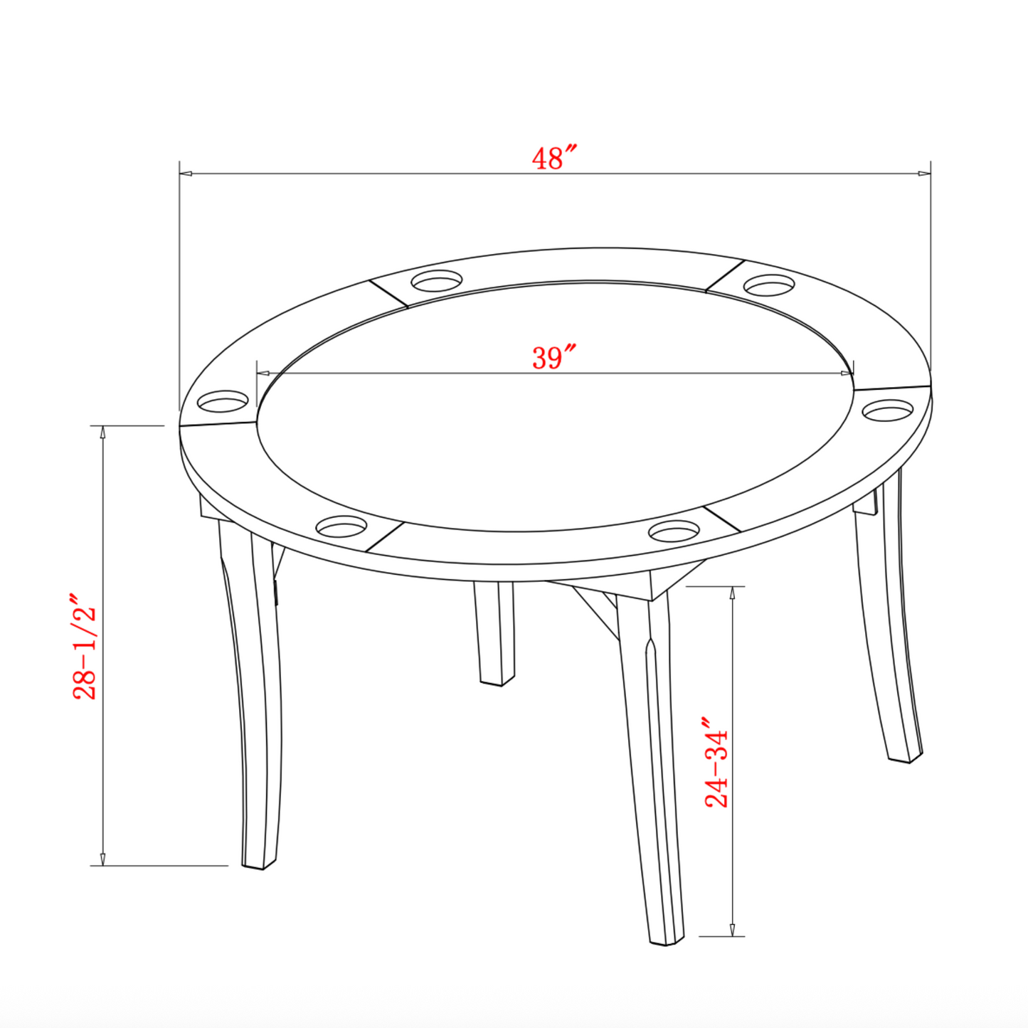 Folding 48" Poker Table