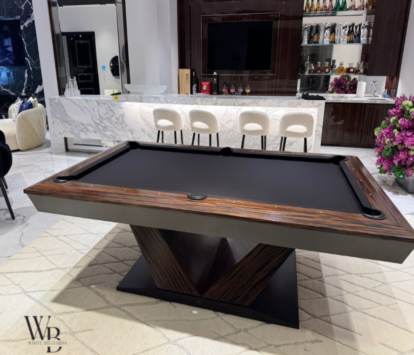 White Billiards Meridian Modern Slate Pool Table