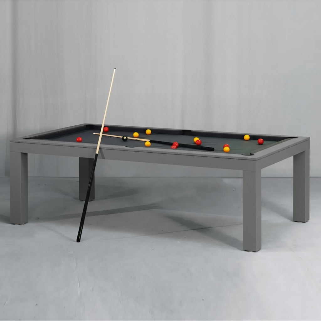 IN STOCK White Billiards Alpha Modern Slate Dining Top Pool Table 8ft + Dining Top + 2 Benches - Gray