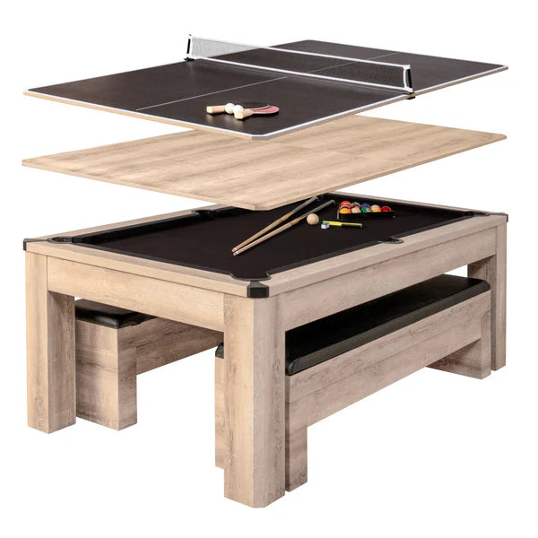 Atomic Hampton 3-In-1 Combo Table Billiards + Ping Pong + Dining