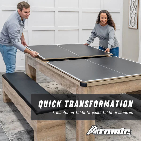 Atomic Hampton 3-In-1 Combo Table Billiards + Ping Pong + Dining