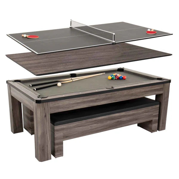 Atomic Hampton 3-In-1 Combo Table Billiards + Ping Pong + Dining