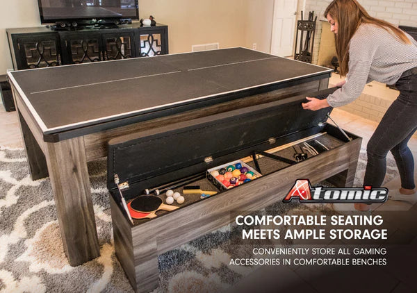 Atomic Hampton 3-In-1 Combo Table Billiards + Ping Pong + Dining