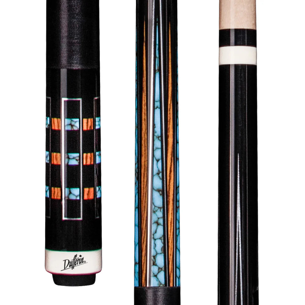 Dufferin Black & Blue Recon Cue with Black Linen Wrap