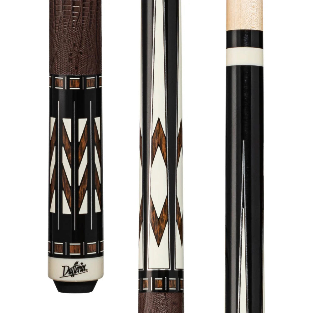 Dufferin Black & Brown Cue with Embossed Leather Wrap