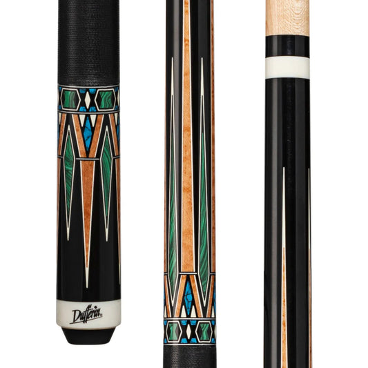 Dufferin Black & Green Malachite Cue with Black Linen Wrap