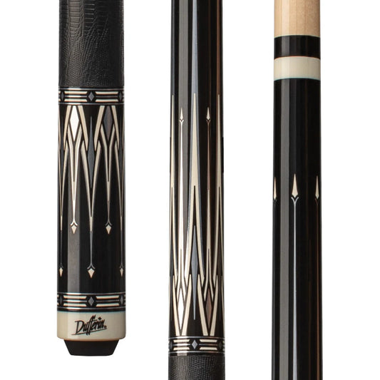 Dufferin Black & White Cue with Embossed Leather Wrap