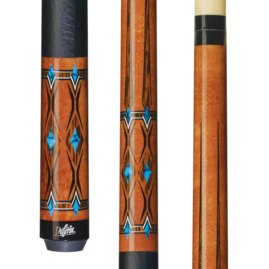 Dufferin Curly Maple & Blue Recon Cue with Faux Leather Wrap