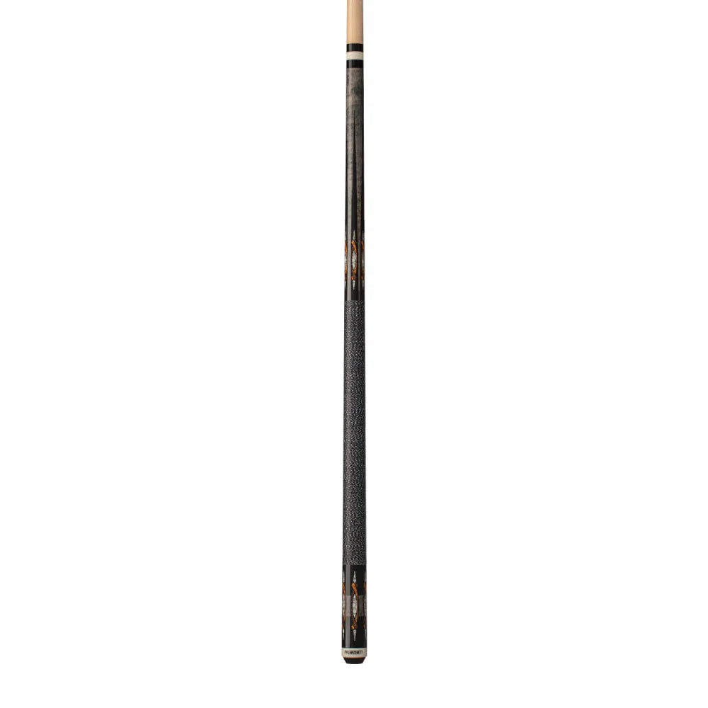 Energy By Players Grey Stained Maple Sneaky Pete Cue with Black/White Linen Wrap