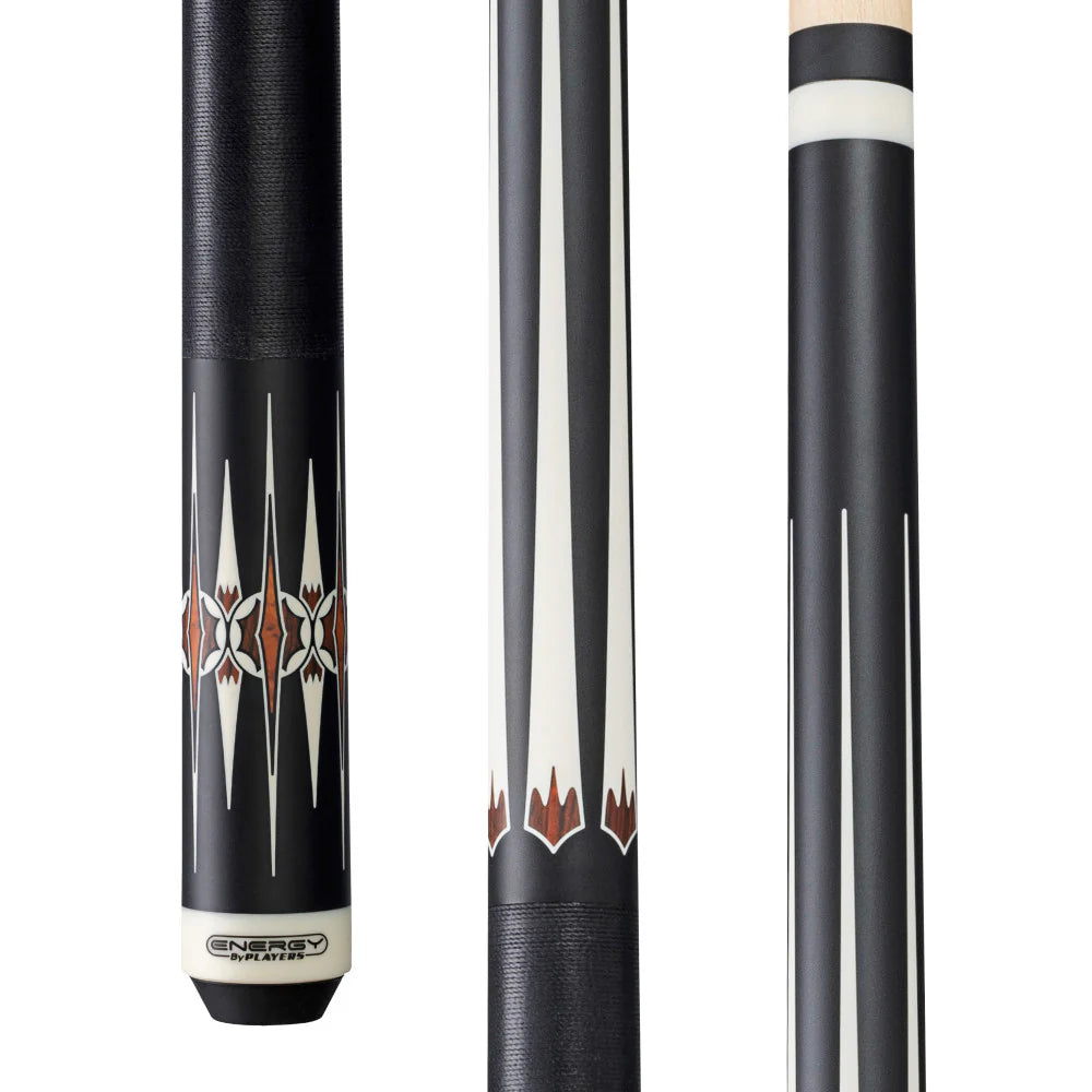 Energy By Players Matte Black/White with Cocobolo Cue with Black Linen Wrap