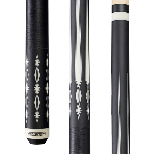 Energy By Players Matte Black/White with Silver Cue with Black Linen Wrap