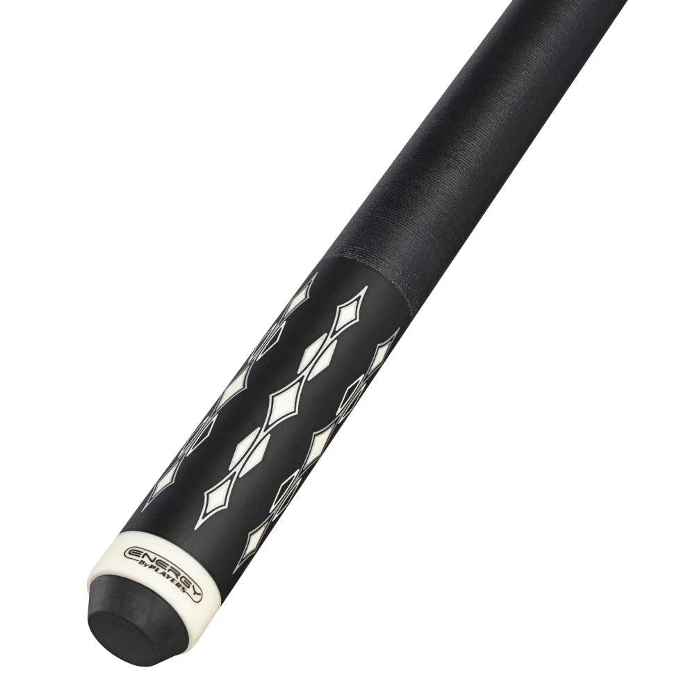 Energy By Players Matte Black/White with Silver Cue with Black Linen Wrap