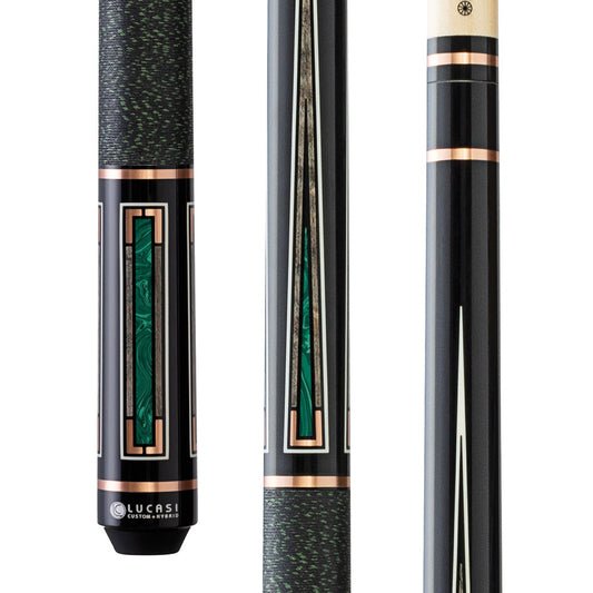 Lucasi Custom Art Deco Rose Gold & Malachite Cue - White Billiards