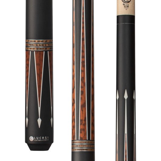 Lucasi Custom Matte Black & Snakewood/Zebrawood Wrapless Cue - White Billiards