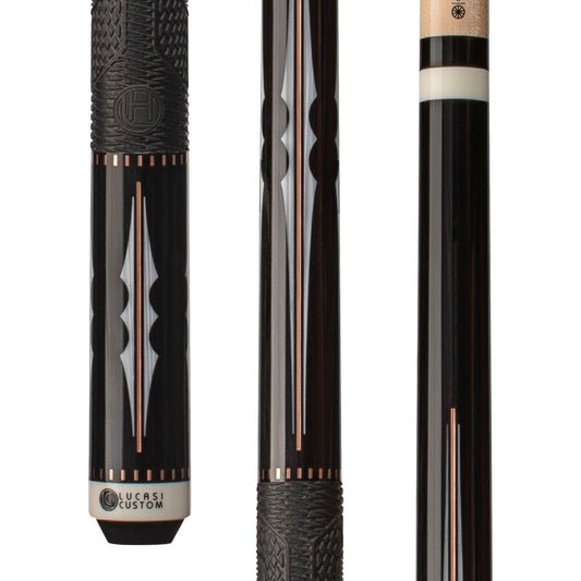 Lucasi Hybrid Black/Imitation Bone & Rose Gold Cue with Fusion G5 Grip - White Billiards
