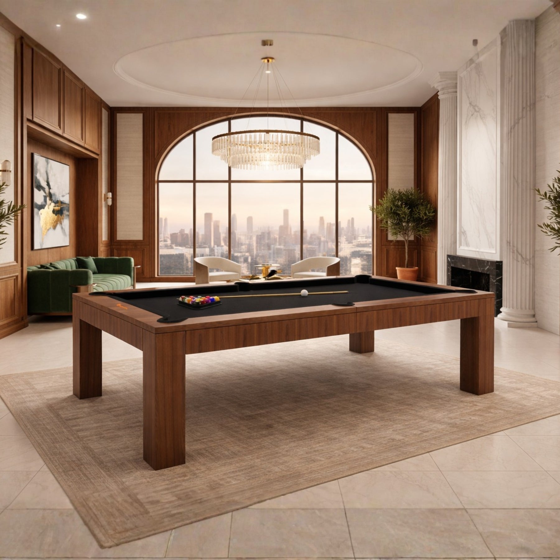 White Billiards Alpha Modern Slate Dining Top Pool Table - White Billiards