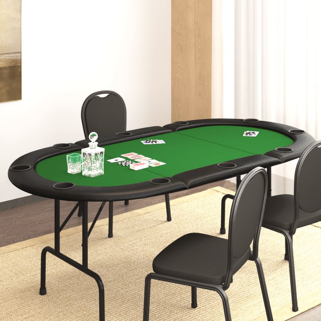 White Billiards 10-Player Folding Poker Table Green