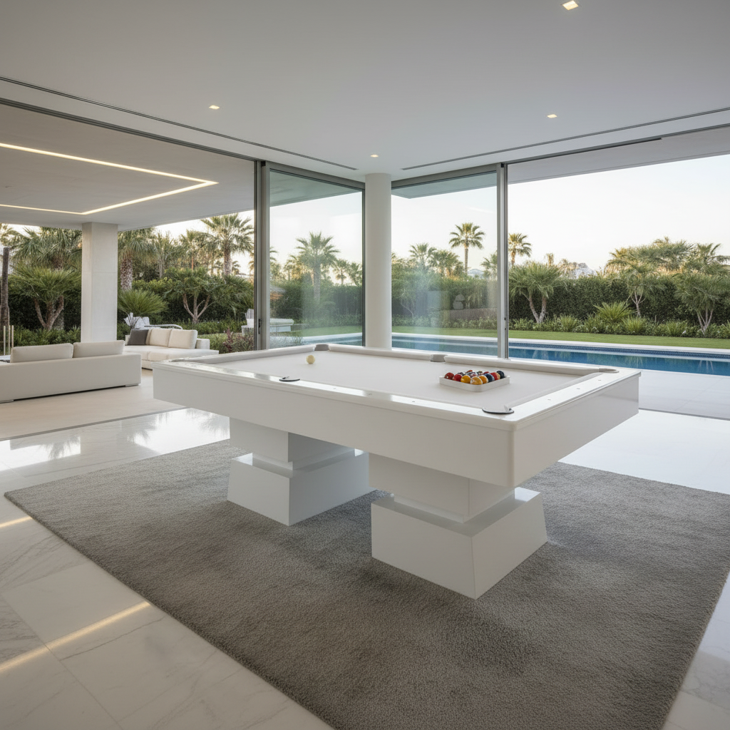 White Billiards Nano Modern Slate Pool Table