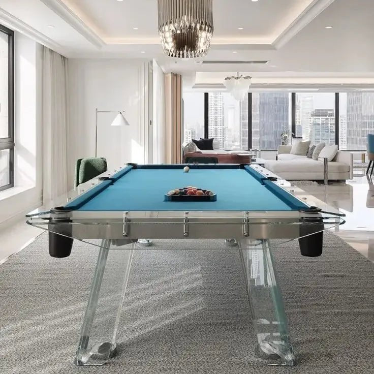 White Billiards Skylar Pool Table - Angle View - Premium Glass Pool Table