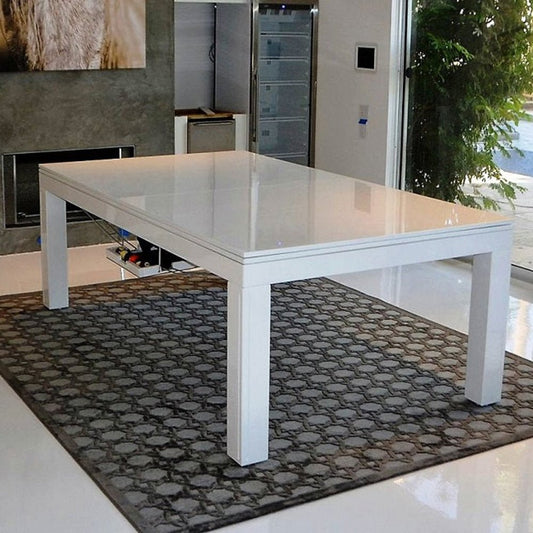 White Billiards Alpha Pool Table with Dining Top - Luxury Custom Billiard Table