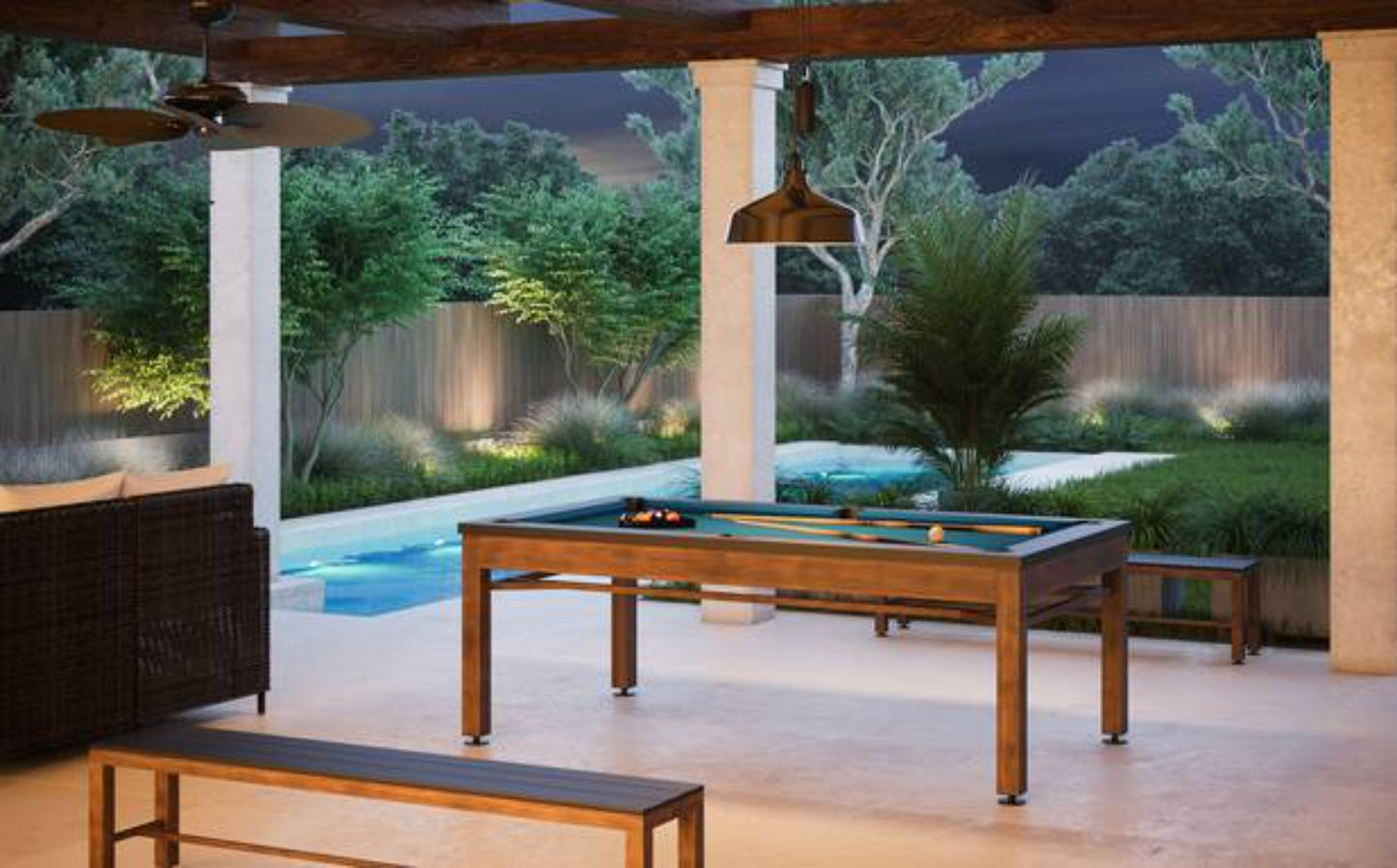 Spencer Marston Tucson 3 in 1 Outdoor Dining, Ping Pong, and Pool Table